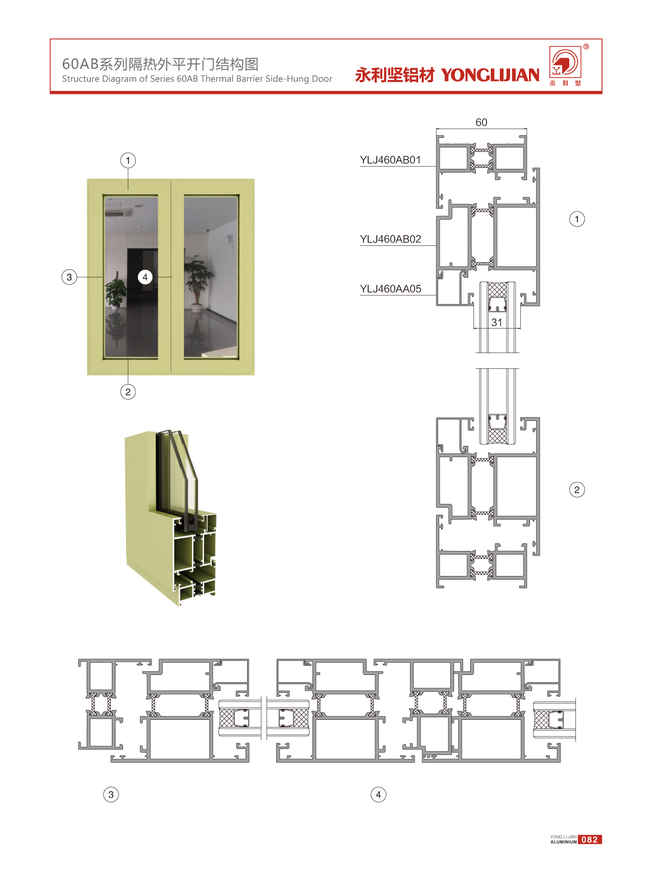60AB系列隔热平开门
