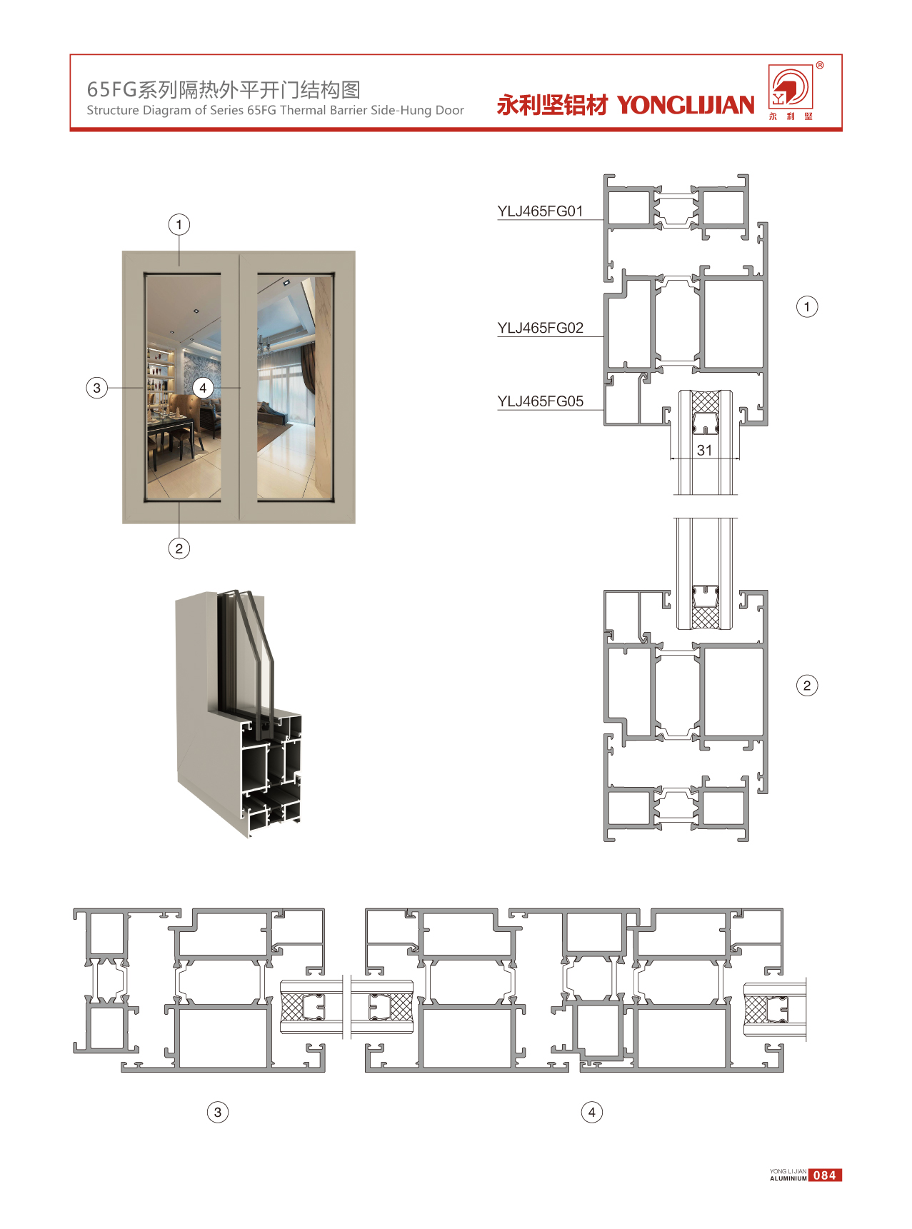 65FG系列隔热平开门